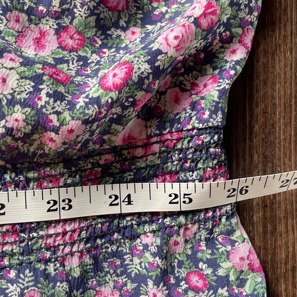 Vintage KSL Floral Midi Dress Crochet Collar Pink & Blue 3/4 Sleeve Size 20 - Picture 10 of 13